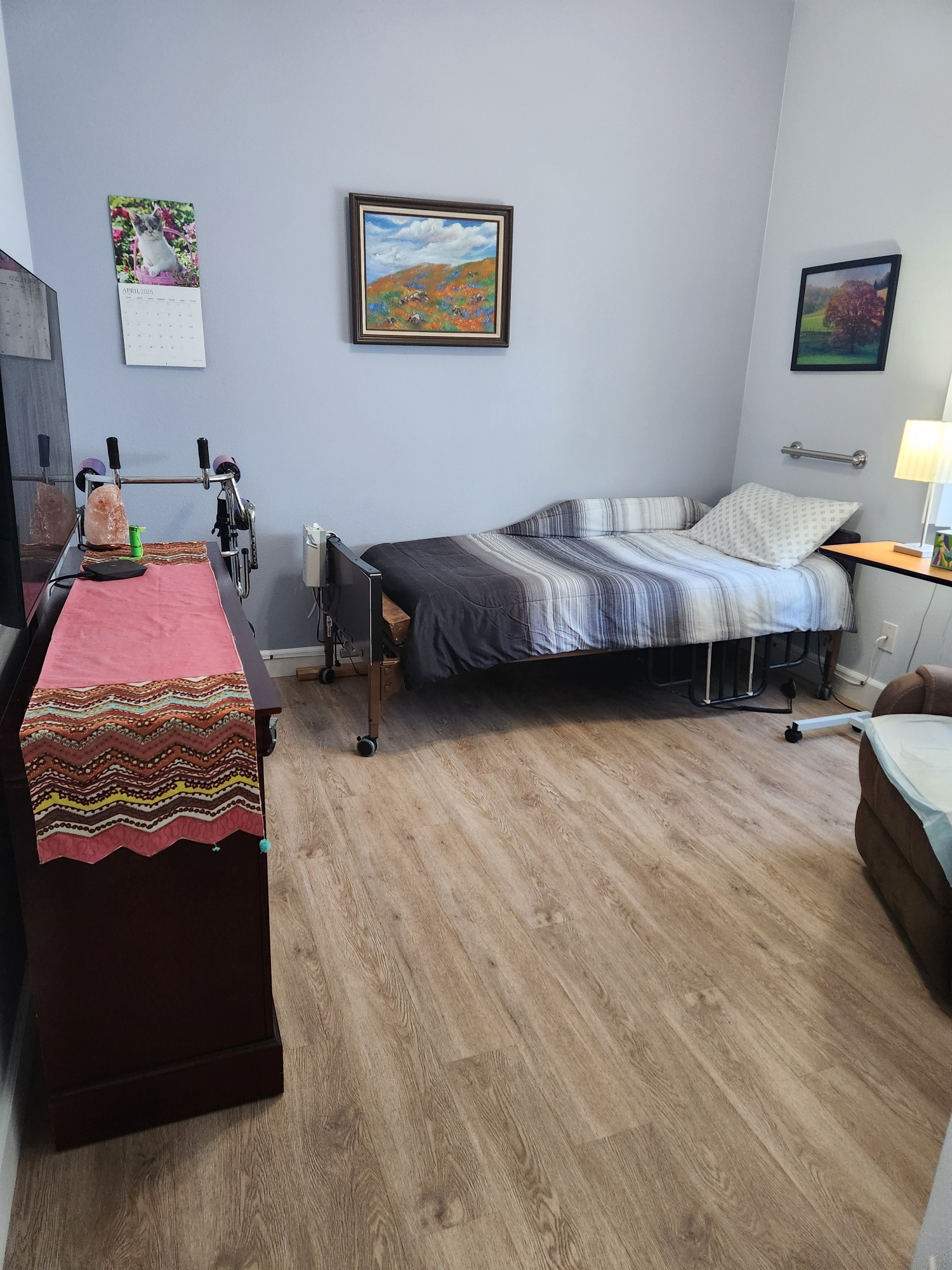 Private resident bedroom with soft natural light